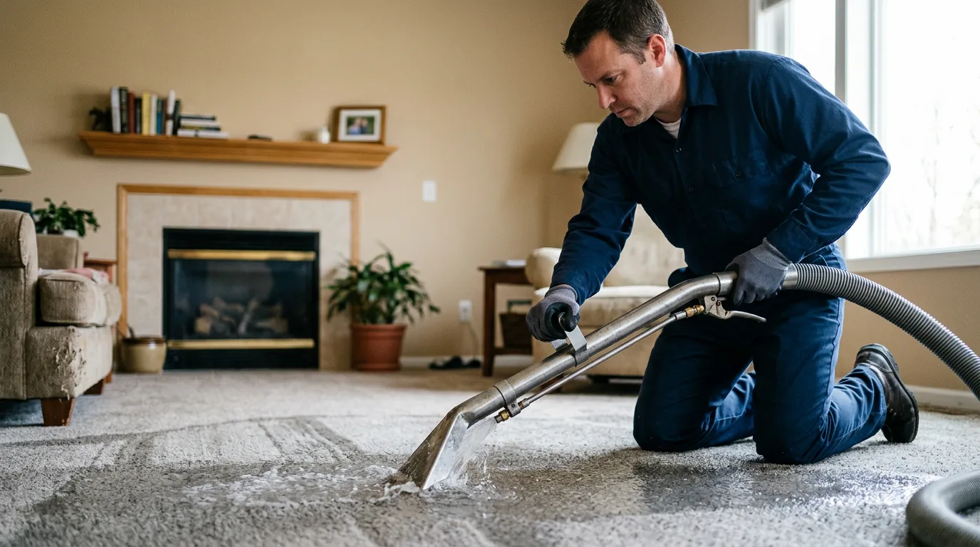 Water damage restoration technician working near Ovalo, TX